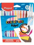 MAPED Filctoll készlet, 3,6 mm, törölhető, MAPED "Color'Peps Oops!", 10+2 különböző szín