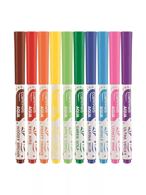 MAPED Akvarell filctoll készlet, 3,6 mm, ecsettel, MAPED "Color'Peps Aqua", 10 különböző szín