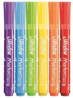   MAPED Ablakfilc készlet, vastag, törlőkendővel, 5 mm, MAPED "Marker'Peps", 6 különböző szín