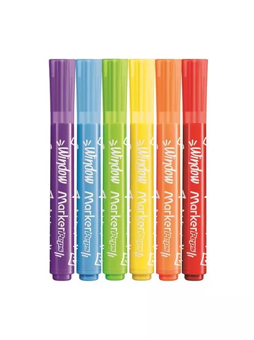 MAPED Ablakfilc készlet, vastag, törlőkendővel, 5 mm, MAPED "Marker'Peps", 6 különböző szín
