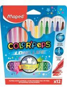 MAPED Filctoll készlet, 1-3,6 mm, kimosható, MAPED "Color'Peps Long Life", 12 különböző szín