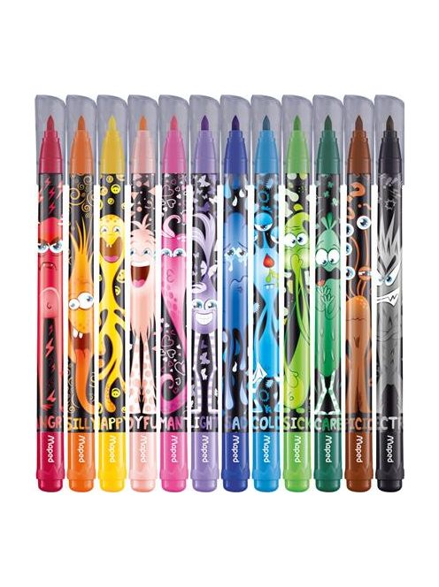 MAPED Filctoll készlet, 2,8 mm, kimosható, MAPED "Color'Peps Monster" 12 különböző szín