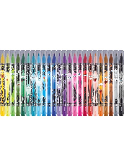 MAPED Filctoll készlet, 2,8 mm, kimosható, MAPED "Color'Peps Monster" 24 különböző szín