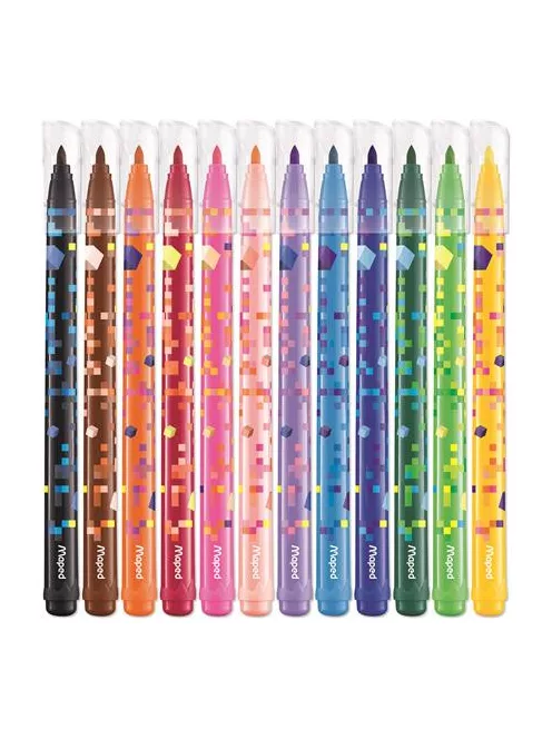 MAPED Filctoll készlet, 2,8 mm, kimosható, MAPED "Pixel Party", 12 különböző szín