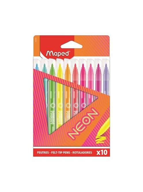 MAPED Filctoll készlet, 2,8 mm, kimosható, MAPED "Neon", 10 különböző szín