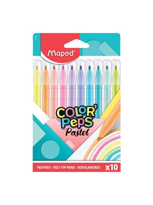 MAPED Filctoll készlet, 2,8 mm, kimosható, MAPED "Color'Peps Pastel", 10 különböző pasztell szín