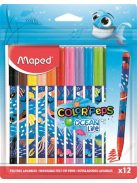 MAPED Filctoll készlet, 2 mm, kimosható, MAPED "Color'Peps Ocean Life", 12 különböző szín