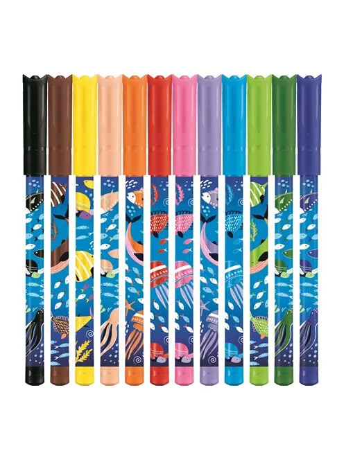 MAPED Filctoll készlet, 2 mm, kimosható, MAPED "Color'Peps Ocean Life", 12 különböző szín