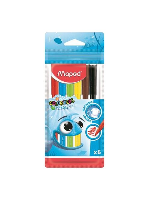 MAPED Filctoll készlet, 2 mm, kimosható, MAPED "Color'Peps Ocean", 6 különböző szín