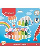 MAPED Filctoll készlet, 1-5 mm, kimosható, vastag, MAPED "Color'Peps Jumbo", 12 különböző szín