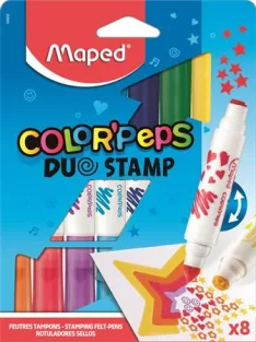   MAPED Filctoll készlet, 7,5 mm, kétvégű, MAPED "Color'Peps Duo Stamp" 8 különböző szín és minta