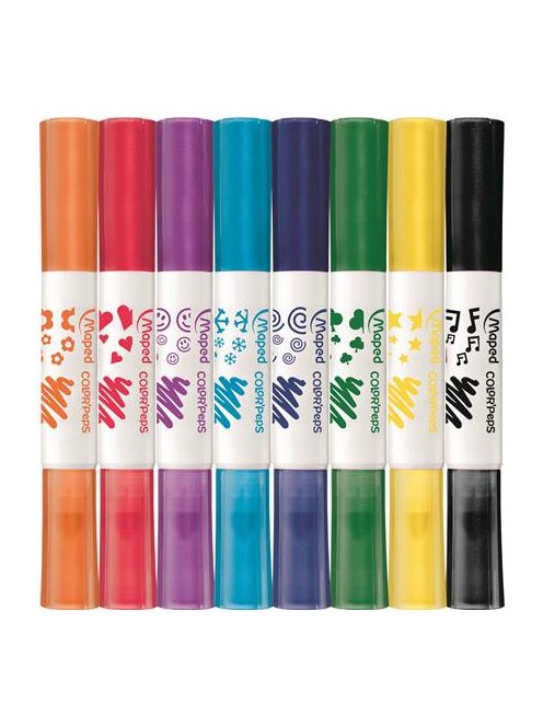 MAPED Filctoll készlet, 7,5 mm, kétvégű, MAPED "Color'Peps Duo Stamp" 8 különböző szín és minta