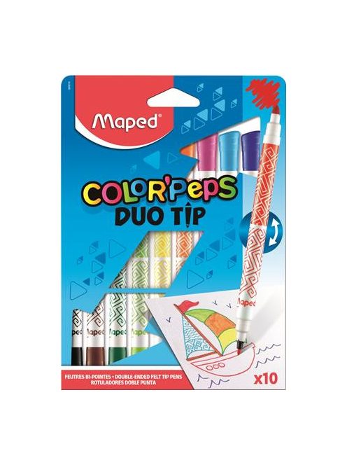 MAPED Filctoll készlet, MAPED "Color'Peps Duo Tip", 10 különböző szín