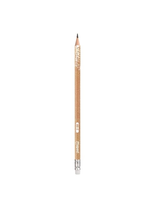 MAPED Grafitceruza radírral, HB, háromszögletű, MAPED "Black'Peps Glitter Deco", vegyes pasztell színek