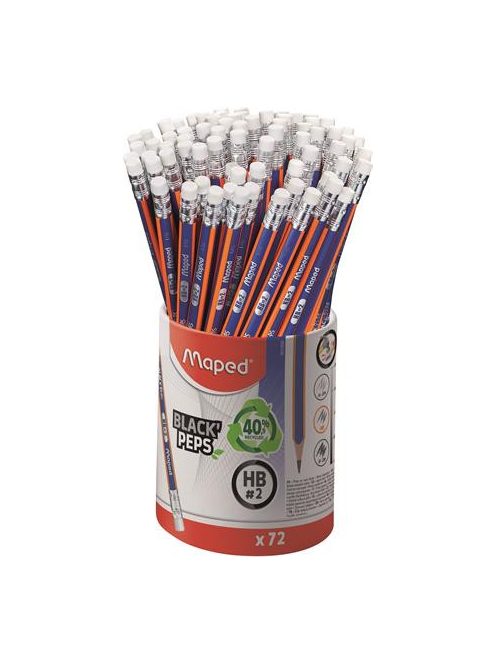 MAPED Grafitceruza radírral ceruzatartó, HB, háromszögletű, MAPED "Black'Peps Navy"