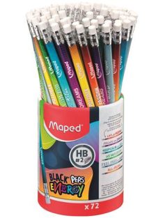   MAPED Grafitceruza radírral, ceruzatartó, HB, háromszögletű, MAPED "Black'Peps Energy", 6 különböző minta