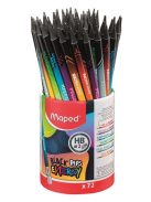 MAPED Grafitceruza radírral, ceruzatartó, HB, háromszögletű, MAPED "Black'Peps Energy", 6 különböző minta