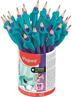   MAPED Grafitceruza radírral és ceruzafogóval, ceruzatartó, HB, háromszögletű, MAPED "Kidy Learn"