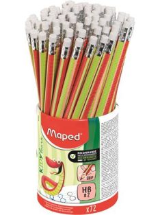   MAPED Írástanuló grafitceruza radírral, ceruzatartó, HB, háromszögletű, MAPED "Kidy Learn", 72 darab