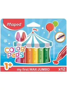   MAPED Zsírkréta, vastag, MAPED "Color'Peps MAXI Wax", 12 különböző szín