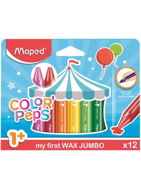 MAPED Zsírkréta, vastag, MAPED "Color'Peps MAXI Wax", 12 különböző szín