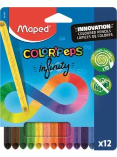   MAPED Színes ceruza készlet, háromszögletű, MAPED "Color'Peps INFINITY", 12 különböző szín