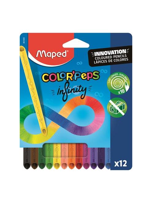 MAPED Színes ceruza készlet, háromszögletű, MAPED "Color'Peps INFINITY", 12 különböző szín