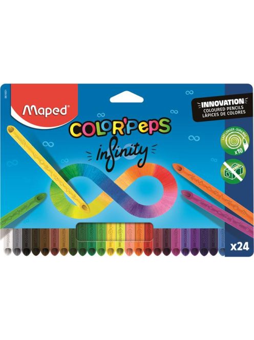 MAPED Színes ceruza készlet, háromszögletű, MAPED "Color'Peps INFINITY", 24 különböző szín