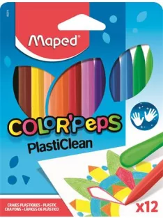   MAPED Zsírkréta, MAPED "Color'Peps" PlastiClean, 12 különböző szín