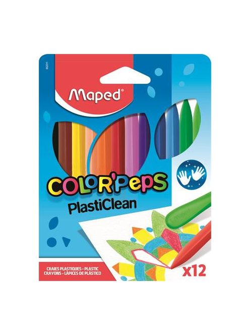 MAPED Zsírkréta, MAPED "Color'Peps" PlastiClean, 12 különböző szín