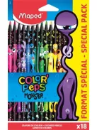 MAPED Színes ceruza készlet, háromszögletű, MAPED "Color'Peps Monster" 18 különböző szín