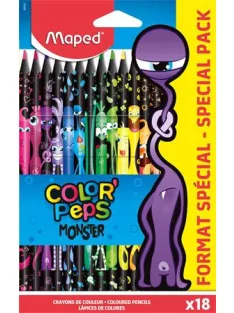   MAPED Színes ceruza készlet, háromszögletű, MAPED "Color'Peps Monster" 18 különböző szín