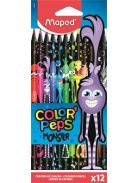 MAPED Színes ceruza készlet, háromszögletű, MAPED "Color'Peps Monster", 12 különböző szín