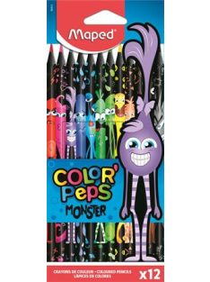   MAPED Színes ceruza készlet, háromszögletű, MAPED "Color'Peps Monster", 12 különböző szín