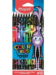   MAPED Színes ceruza készlet, háromszögletű, MAPED "Color'Peps Monster", 12 különböző szín