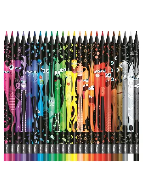 MAPED Színes ceruza készlet, háromszögletű, MAPED "Color'Peps Monster" 24 különböző szín
