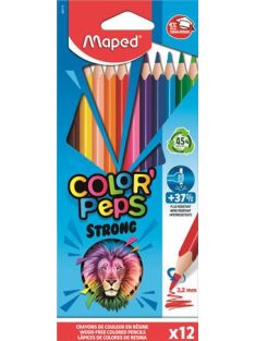   MAPED Színes ceruza készlet, háromszögletű, MAPED "Color'Peps Strong", 12 különböző szín