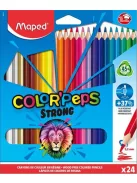 MAPED Színes ceruza készlet, háromszögletű, MAPED "Color'Peps Strong", 24 különböző szín