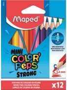 MAPED Színes ceruza készlet, háromszögletű, MAPED "Mini Color'Peps Strong", 12 különböző szín