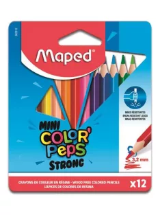   MAPED Színes ceruza készlet, háromszögletű, MAPED "Mini Color'Peps Strong", 12 különböző szín