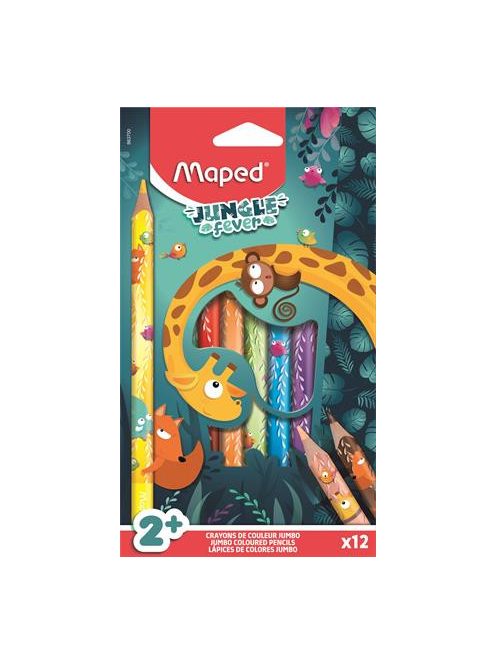 MAPED Színes ceruza készlet, vastag, MAPED "Jungle Fever", 12 különböző szín