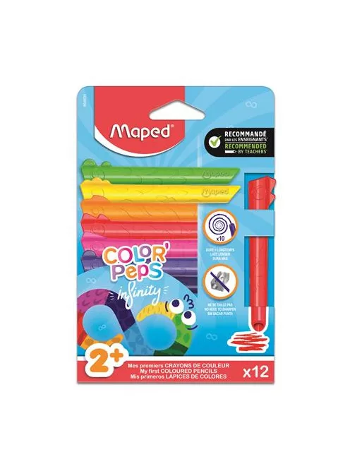 MAPED Színes ceruza készlet, háromszögletű, MAPED „Color'Peps Infinity Kidy”, 12 különböző szín