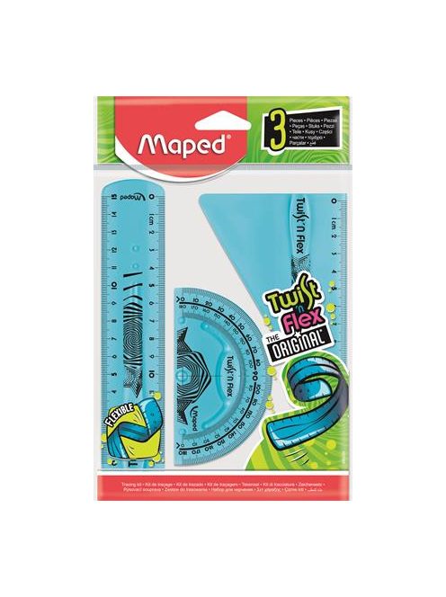 MAPED Vonalzókészlet, műanyag, törhetetlen, 3 darabos, MAPED "Twist'n Flex"
