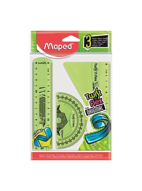 MAPED Vonalzókészlet, műanyag, törhetetlen, 3 darabos, MAPED "Twist'n Flex"