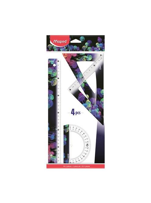 MAPED Vonalzókészlet, műanyag, 4 darabos, MAPED "Deepsea Paradise"