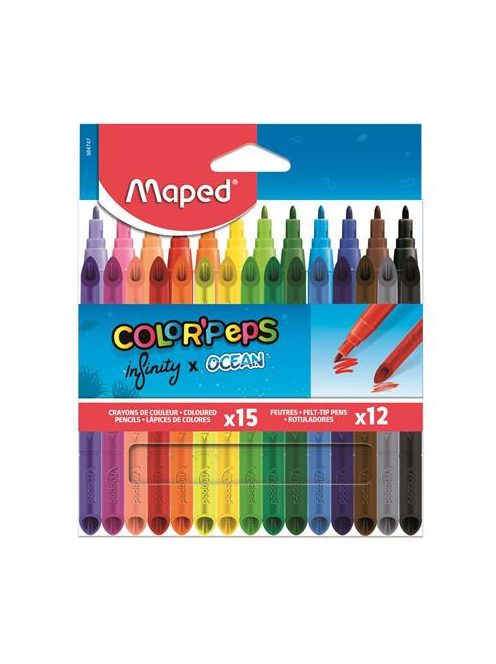 MAPED Színes ceruza és filctoll készlet, MAPED "Color'Peps INFINITY", 15+12 különböző szín