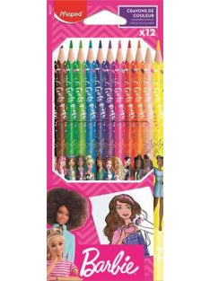   MAPED BB Színes ceruza készlet, háromszögletű, MAPED "Barbie", 12 különböző szín