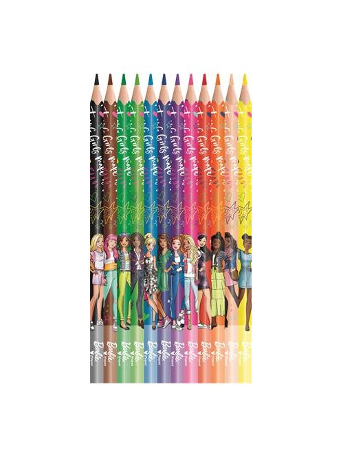 MAPED BB Színes ceruza készlet, háromszögletű, MAPED "Barbie", 12 különböző szín