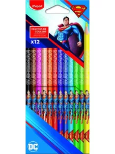   MAPED Színes ceruza készlet, háromszögletű, MAPED "Superman", 12 különböző szín
