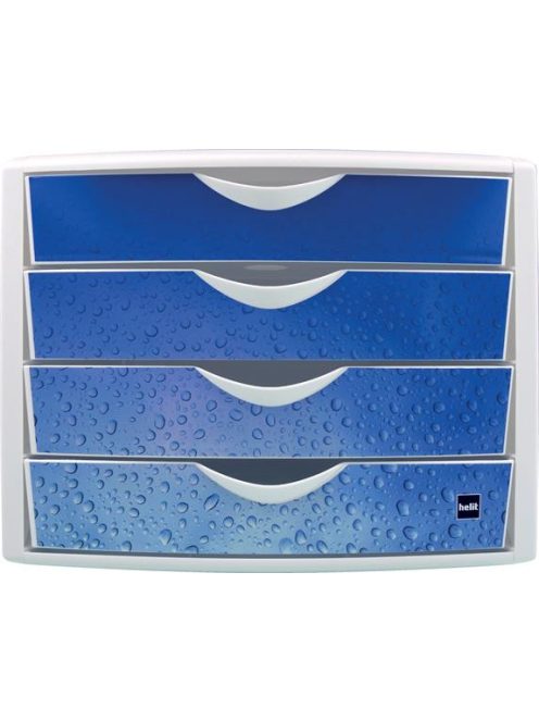 HELIT Irattároló, műanyag, 4 fiókos, HELIT "Chameleon", fehér-kék